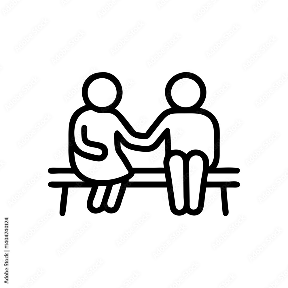 Couple holding hands on a bench in minimalist style Couple holding hands on a bench in minimalist style