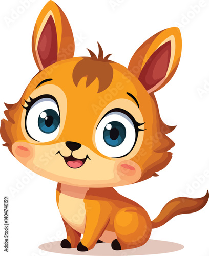 Adorable Cartoon Fox Character with Playful Expression