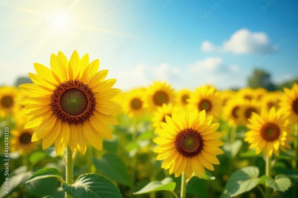 Fototapeta premium Vibrant sunflowers in full bloom, sunny field , bloom, flower, day