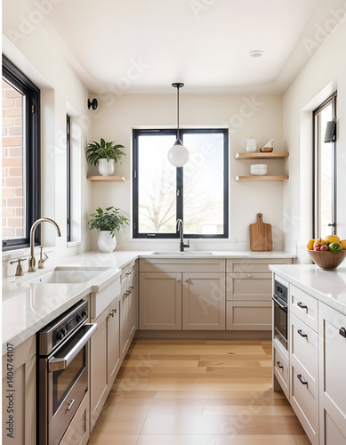 hyper realistic morden kitchen room interior design by generative al. 