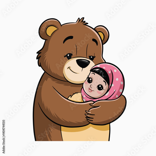 A cute brown cartoon teddy bear animal with a sweet smile is a fun vector illustration, like a baby's favorite toy