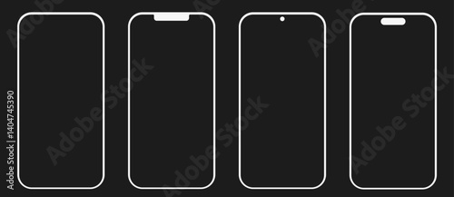New modern smart phone mockup isolated on white. Cellphone mobile template. Vector illustration