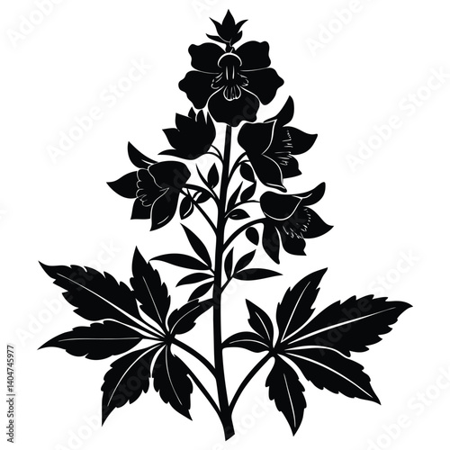 Delphinium flower silhouette design.
