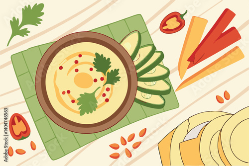Delicious Platter for International Hummus Day with Fresh Ingredients and Cultural Celebration