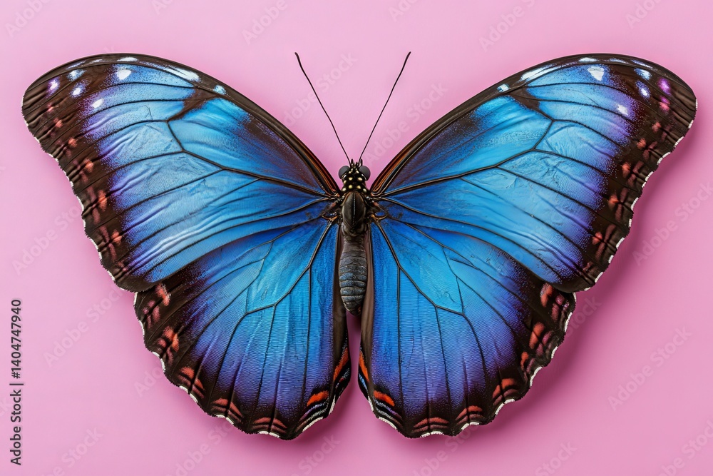 Fototapeta premium A blue butterfly against a blue backdrop for a World Thyroid Day awareness campaign