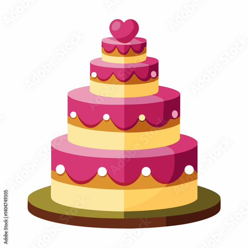 wedding cake vector illustration celebration dessert sweet party candle yummy pastry marriage
