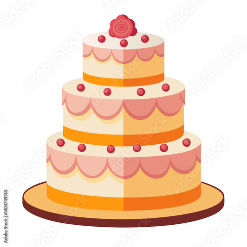 wedding cake vector illustration celebration dessert sweet party candle yummy pastry marriage