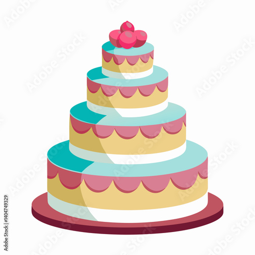 wedding cake vector illustration celebration dessert sweet party candle yummy pastry marriage