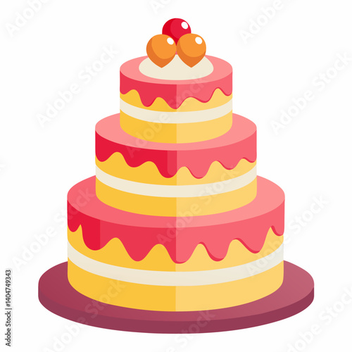 wedding cake vector illustration celebration dessert sweet party candle yummy pastry marriage