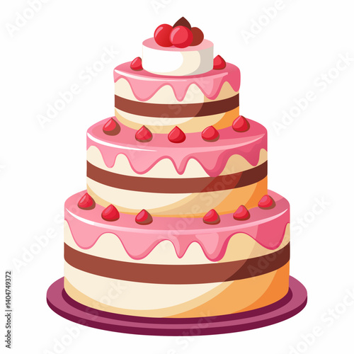 wedding cake vector illustration celebration dessert sweet party candle yummy pastry marriage