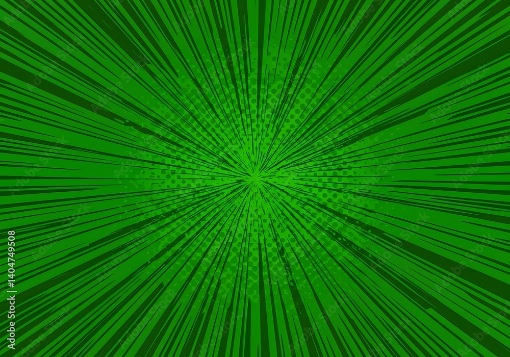 Obraz premium Dynamic Green Comic Book Speed Lines Background