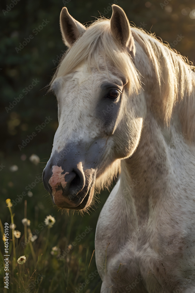 Naklejka premium white horse portrait