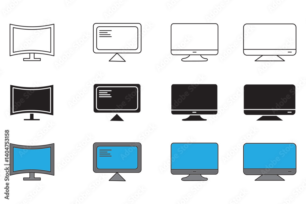 Computer icon set. computer monitor icon vector. Computer icon set. computer monitor icon vector.