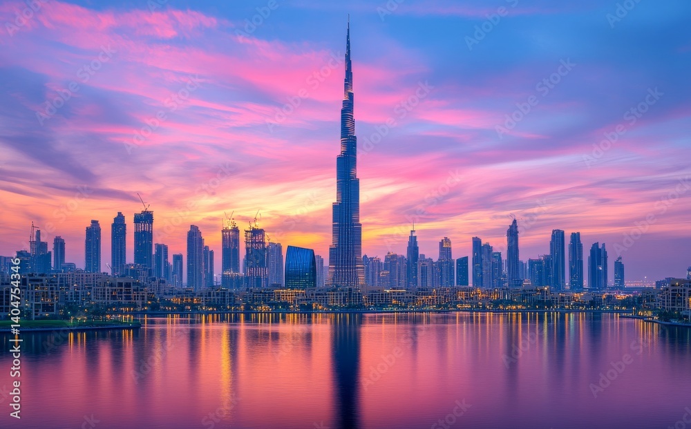 Fototapeta premium A time-lapse view of a futuristic city at dusk, with motion blur capturing digital light trails that emphasize smart roads, automation, and intelligent infrastructure