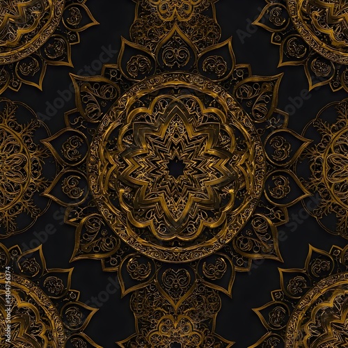 Seamless traditional fabric pattern with intricate timeless designs.