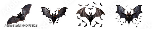 Group of various bat species displaying their unique wing structures and poses.