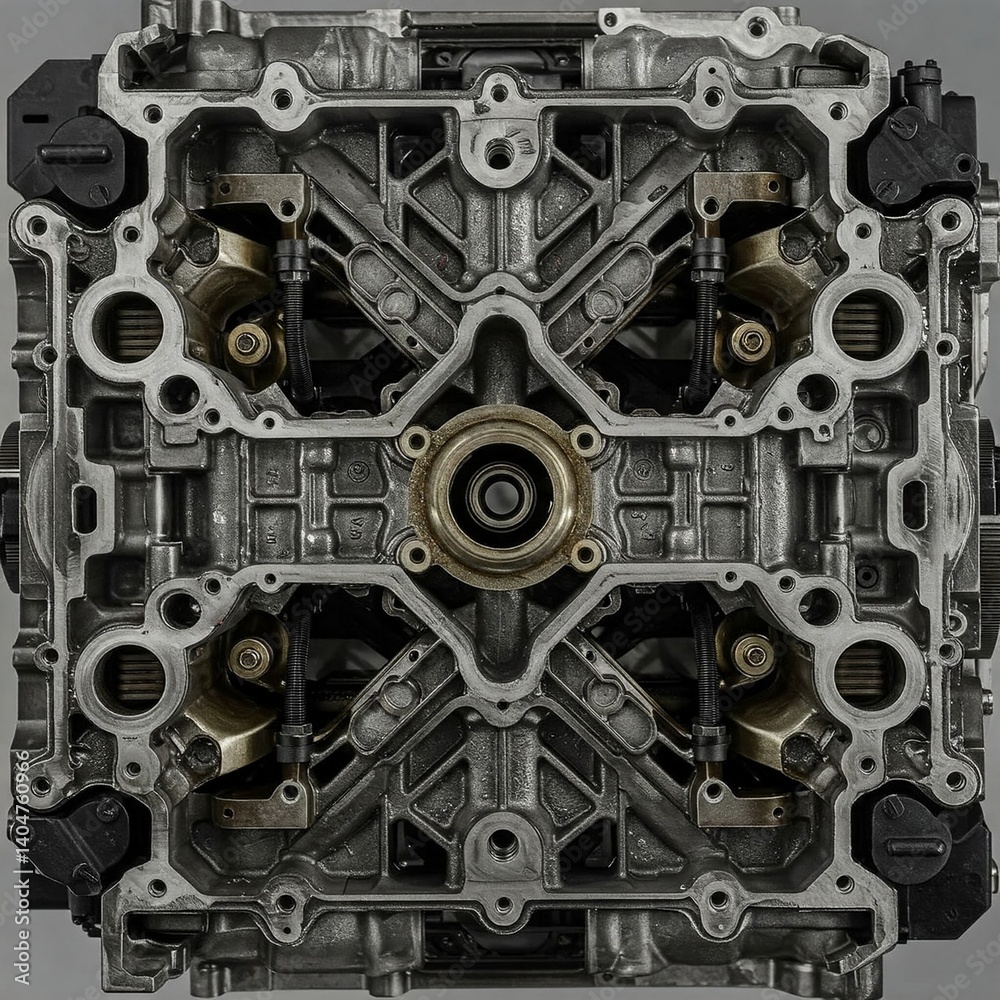 closeup detailed engine block of car part metal silver grey automotive mechanical closeup detailed engine block of car part metal silver grey automotive mechanical