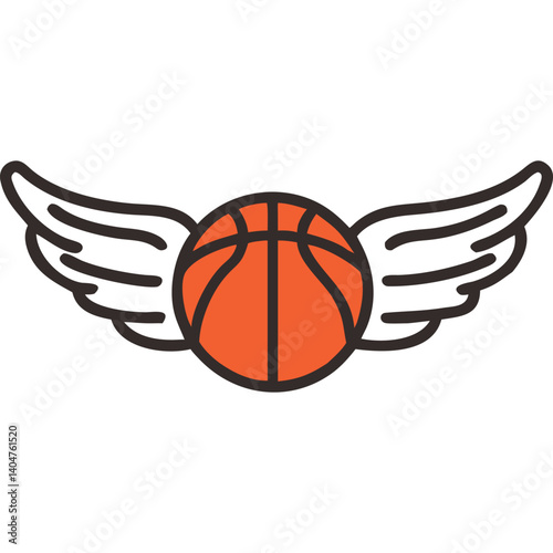 Flying basketball with wings, sport icon, vector illustration.