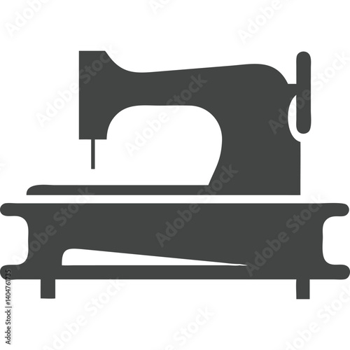 Simple sewing machine icon, dark grey silhouette.