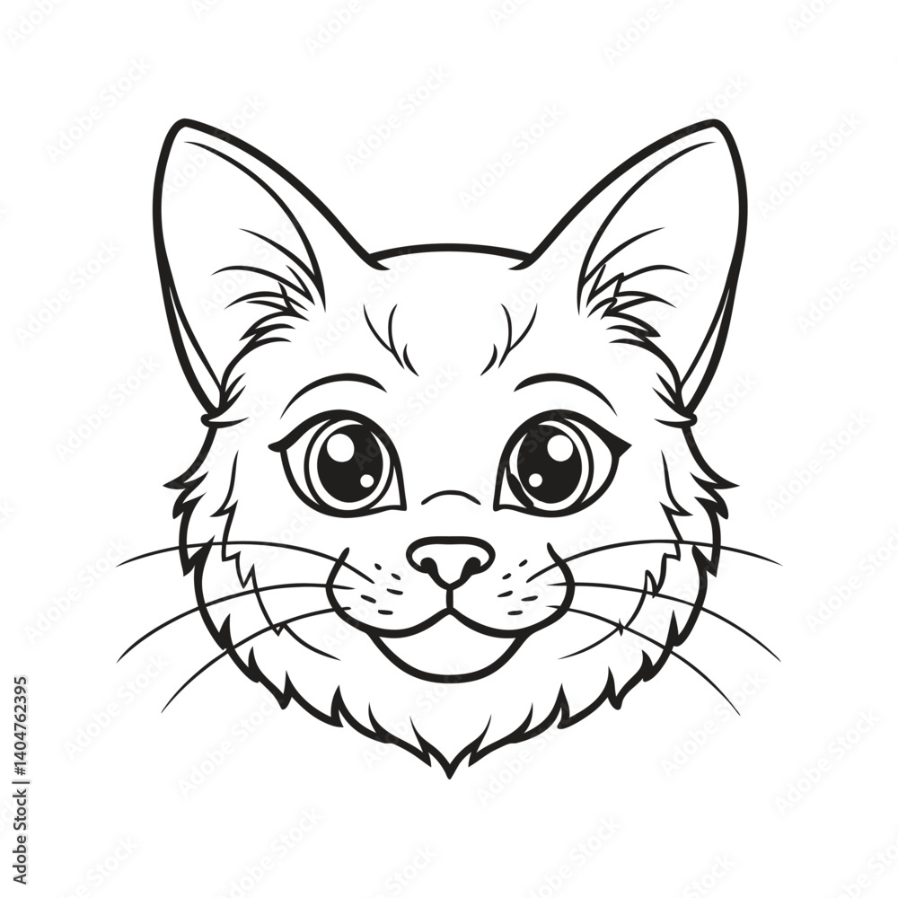 Black cat face line art coloring book page for kid's vector art illustrations Black cat face line art coloring book page for kid's vector art illustrations
