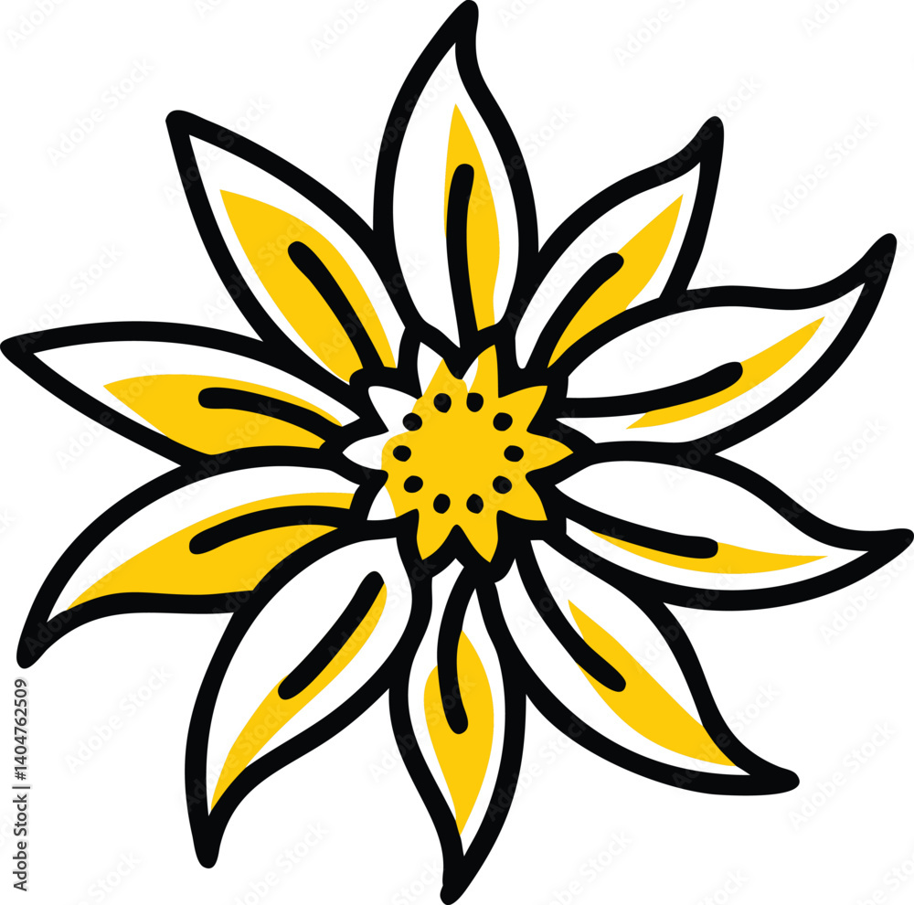 Fototapeta premium Wallflower, Waxflower, Windflower, Wisteria, Yellow Bell, Zephyranthes (Rain Lily), Snowdrop, Oxeye Daisy, Star Jasmine, Everlasting Daisy, flower logo icon