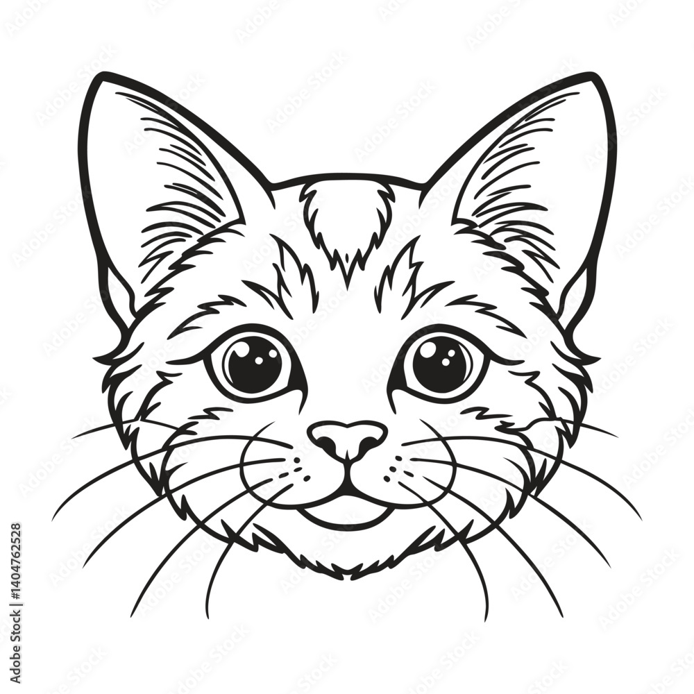 Black cat face line art coloring book page for kid's vector art illustrations Black cat face line art coloring book page for kid's vector art illustrations