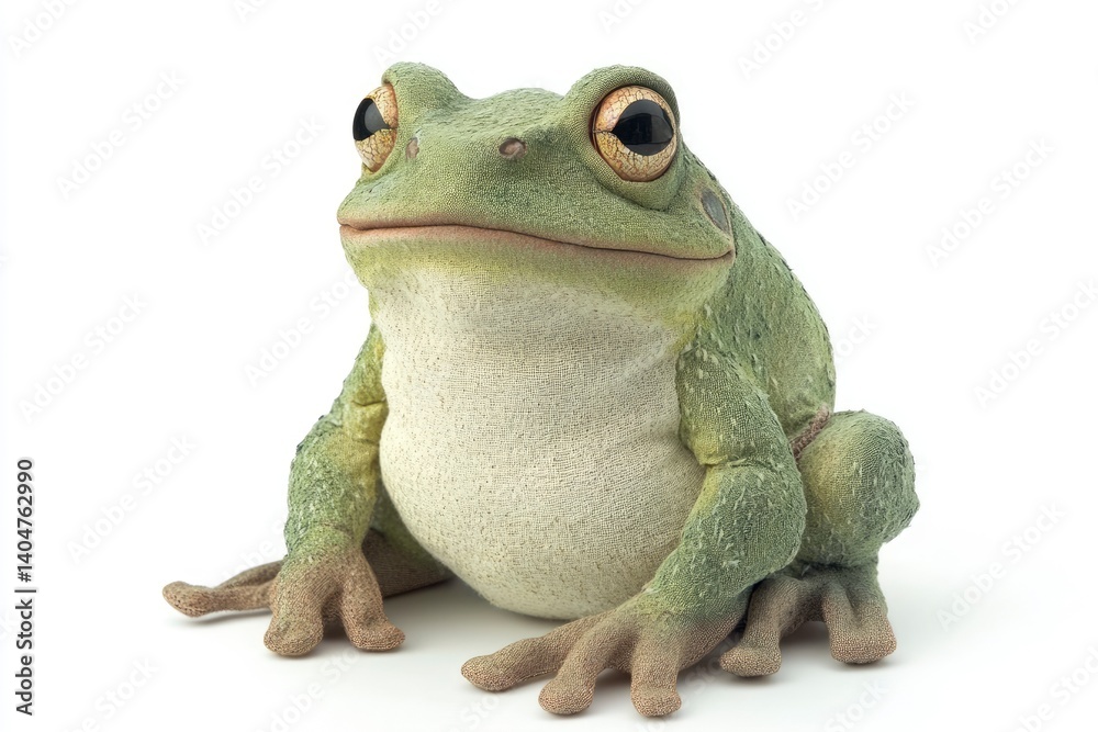 Obraz premium Sitting Green Frog Isolated on White Background