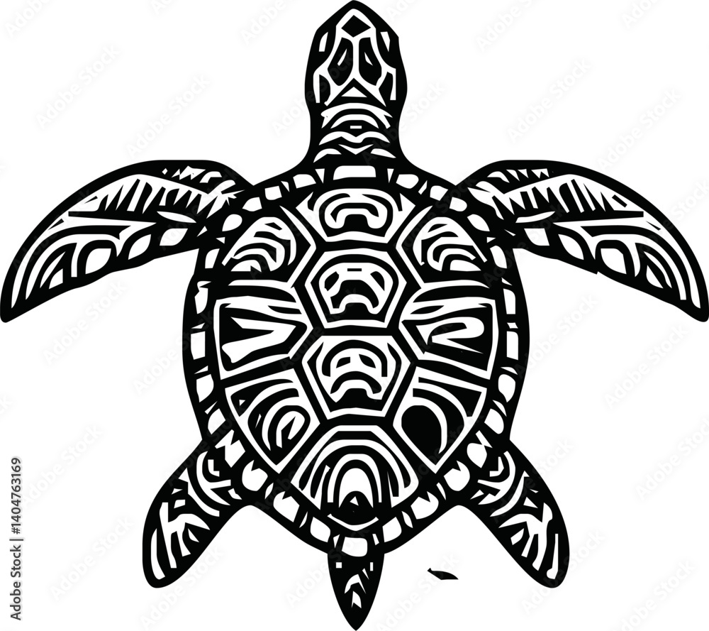 Fototapeta premium Line Art Illustration of sea Turtle. Vector Graphic.