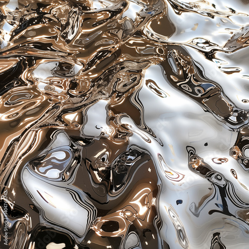 outer surface of chrome dynamic liquid. ..square abstract metallic background