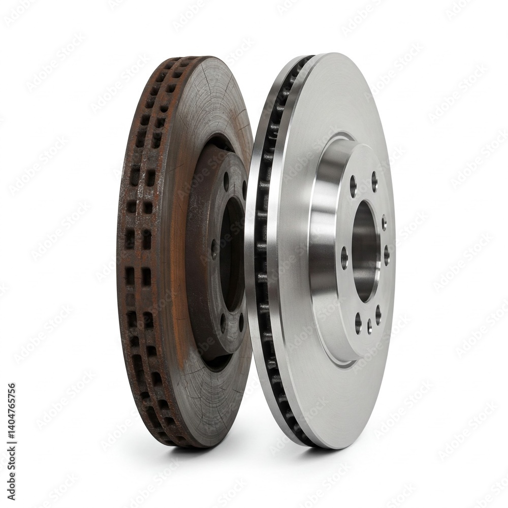 new and old brake rotors comparison for automotive repair shop advertisement new and old brake rotors comparison for automotive repair shop advertisement