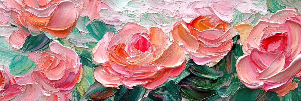 vector illustration of pink roses in style of oil painting on canvas vector illustration of pink roses in style of oil painting on canvas