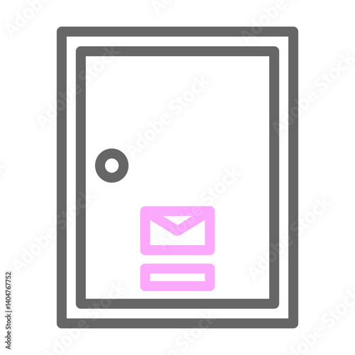Mail Slot on Door Vector Line Lt Pink Grey Icon Design