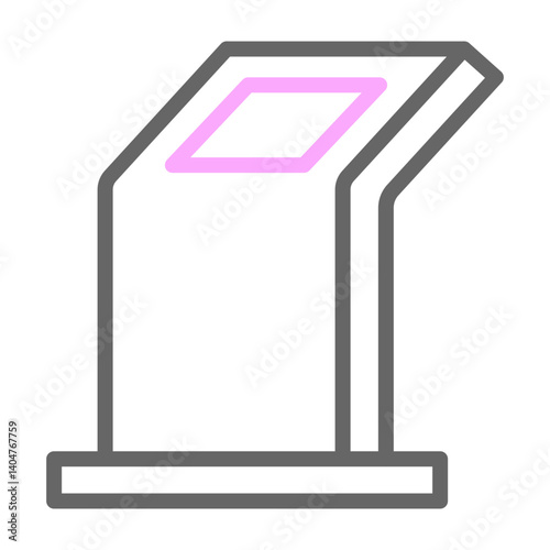 SelfService Kiosk Vector Line Lt Pink Grey Icon Design