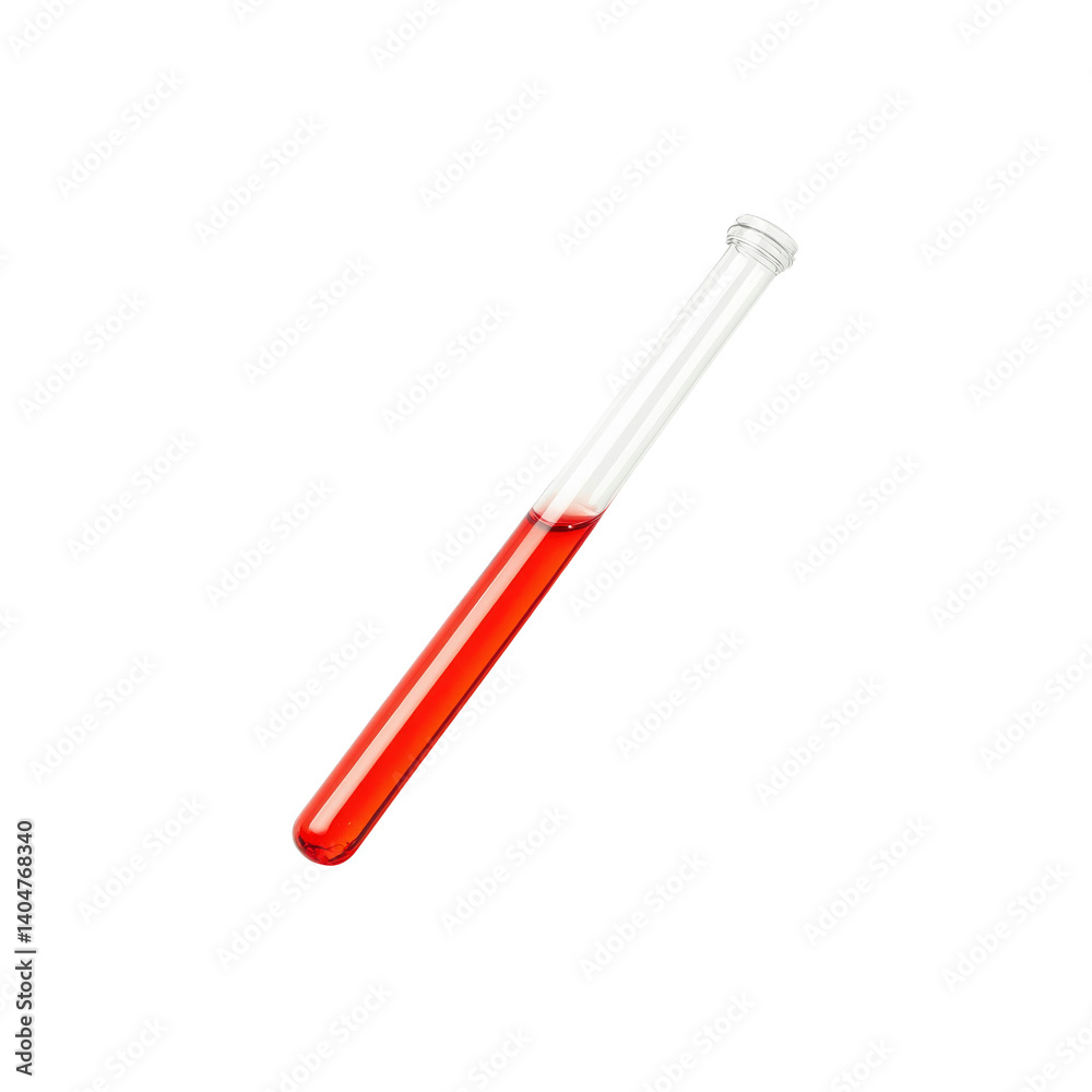 Test Tube with Red Liquid, Scientific Experiment, Laboratory Research, Medical Sample Test Tube with Red Liquid, Scientific Experiment, Laboratory Research, Medical Sample