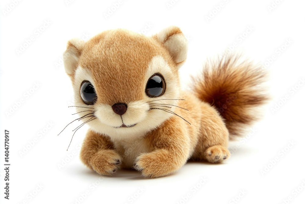 Obraz premium Cute Squirrel Toy Posing on White Background for Children
