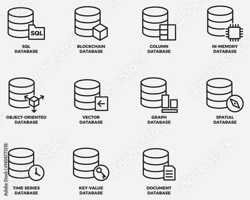 type of database outline icon.big data analytics server thin line symbol isolated on background