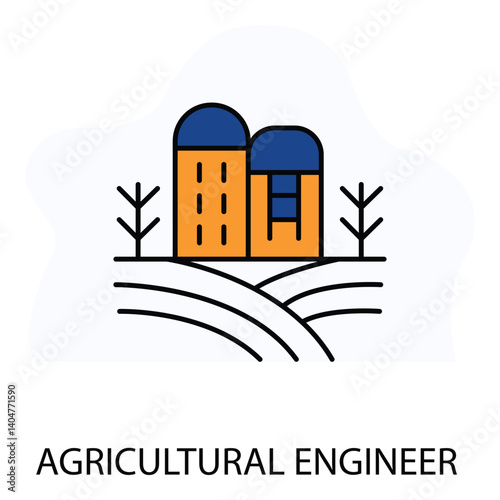 Agricultural Engineer and Farm Equipment vector Icon design