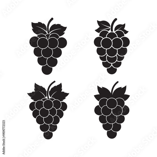 Grapes Icon Vector Silhouette on White Background photo
