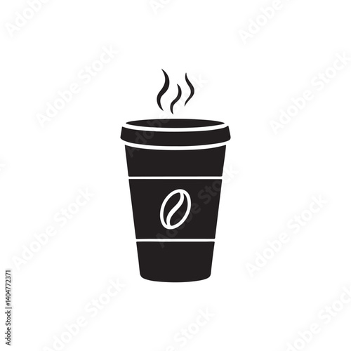 Hot Beverage Icon with Steam Rising from Disposable Cup, Perfect for Coffee or Restaurant Themes