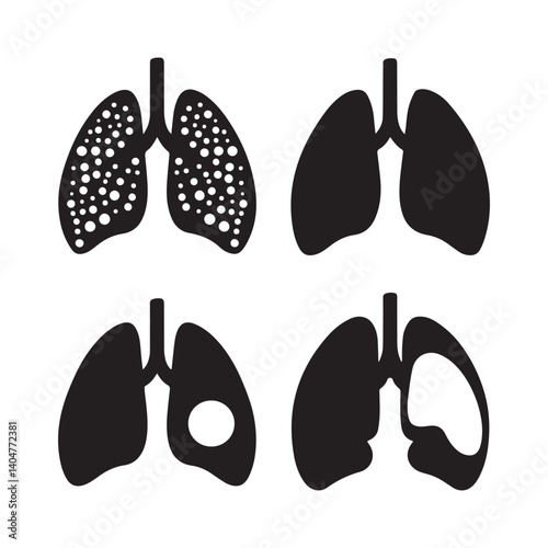 Lung Icon Set in Vector Style