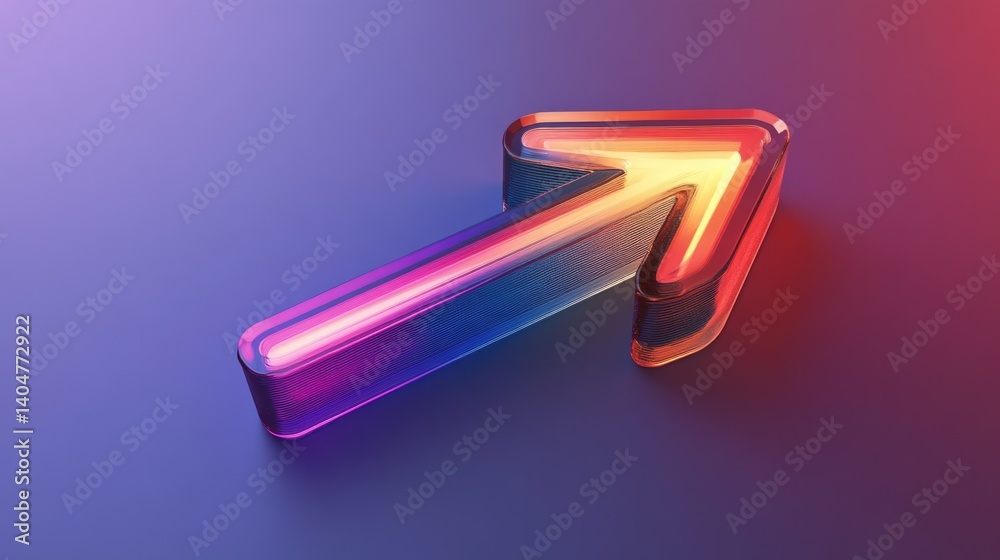 Growth arrow icon with colorful gradient. 3d rendering illustration for graphic design, ui ux design, presentation or background. shape with glass effect