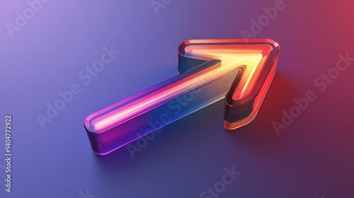 Obraz na płótnie Growth arrow icon with colorful gradient. 3d rendering illustration for graphic design, ui ux design, presentation or background. shape with glass effect w salonie