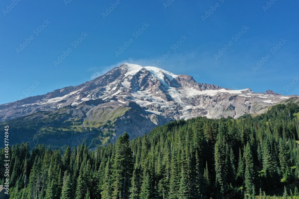 Aerial Drone View of Mount Rainier, Washington Aerial Drone View of Mount Rainier, Washington