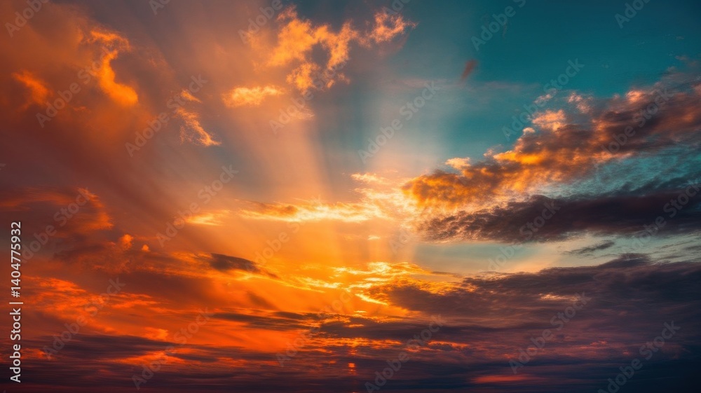 Fototapeta premium Spectacular Sky at Sunset: A Breathtaking Display of Light and Color