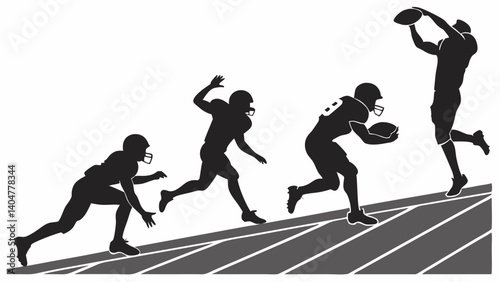 American football players in action dynamic silhouettes showcasing a thrilling game play sequence on