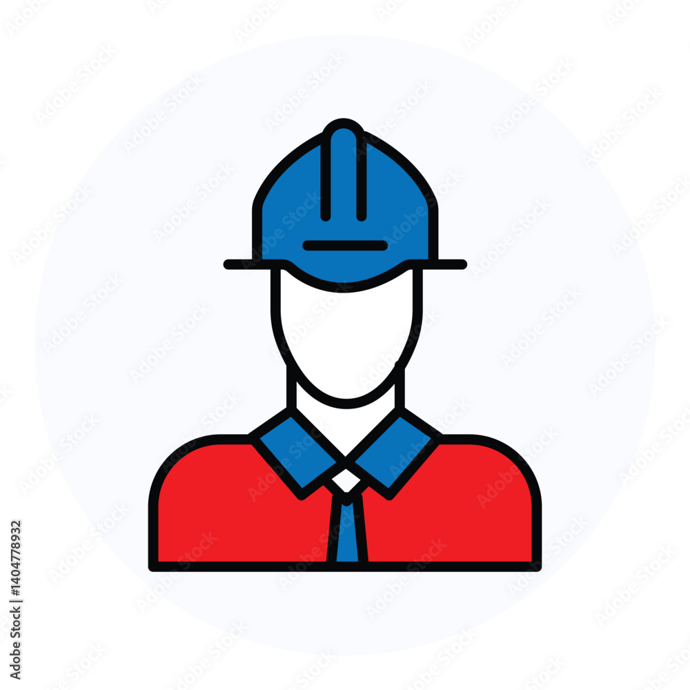 Mechanical Engineer with Helmet Flat vector Icon design Mechanical Engineer with Helmet Flat vector Icon design