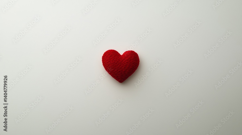 Bright red heart shape placed on a smooth white surface celebrating love and affection during a romantic occasion Bright red heart shape placed on a smooth white surface celebrating love and affection during a romantic occasion