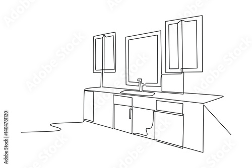 One single line drawing of full kitchen set equipment. Minimalist kitchenware tools concept. Dynamic continuous line draw design graphic vector illustration.