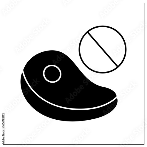 Allergy to food glyph icon. Alpha-gal syndrome. Red meat allergy.Healthcare concept. Filled flat sign. Isolated silhouette vector illustration