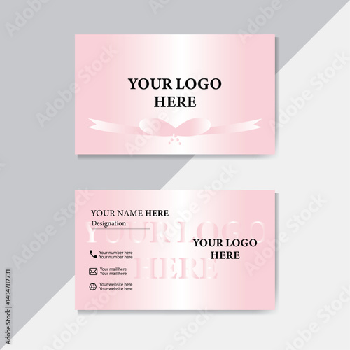  double sided business card design template with gradient pink color.